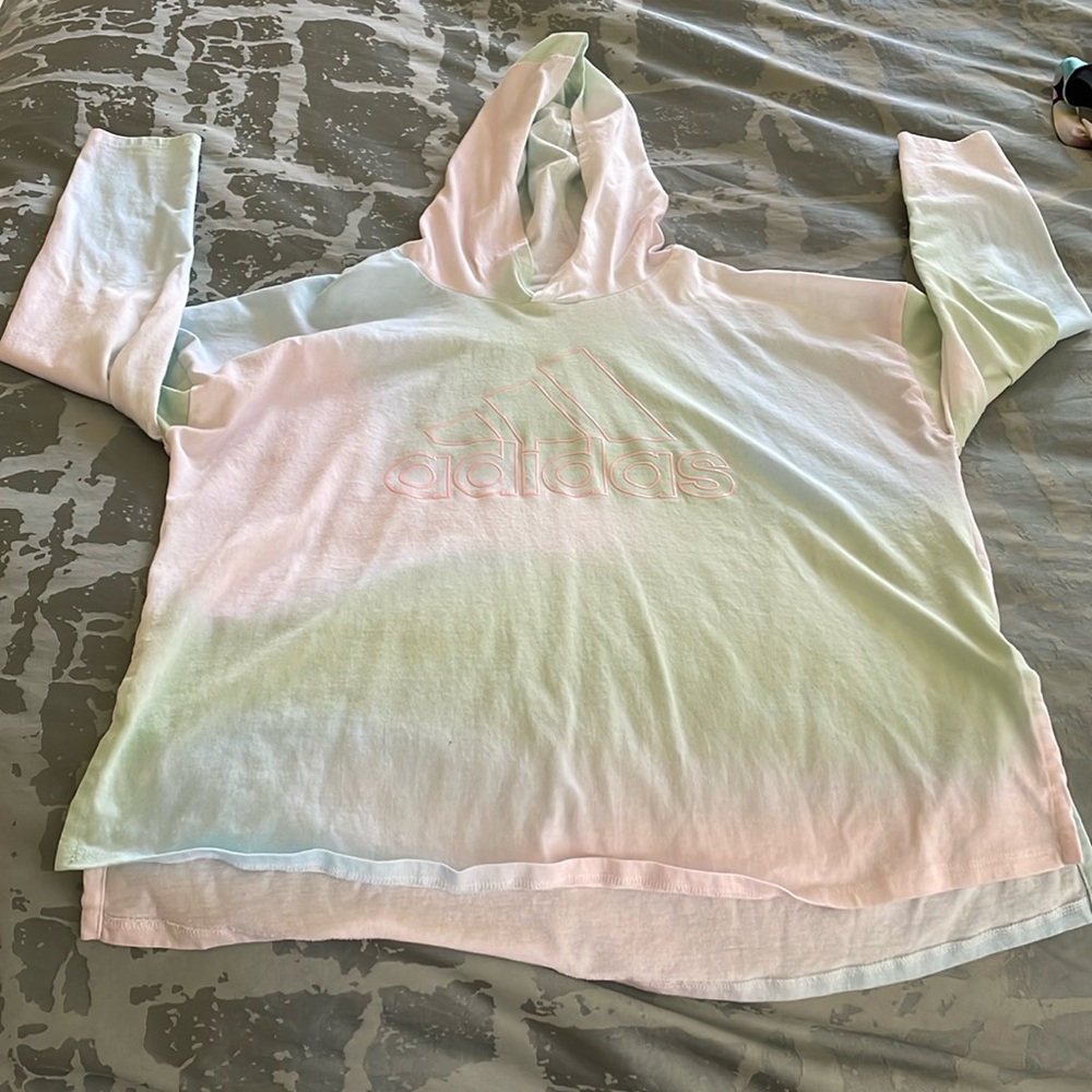 Adidas girls loose fit split side top with hood